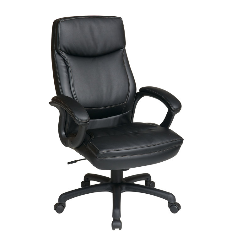 High-Back Black Eco Leather Executive Chair with Metal Base