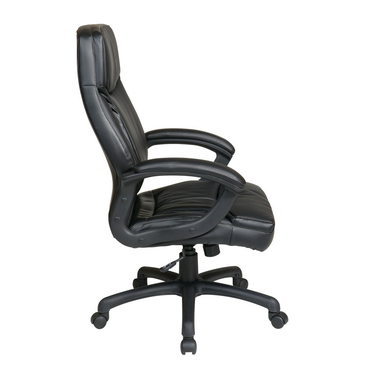 High-Back Black Eco Leather Executive Chair with Metal Base