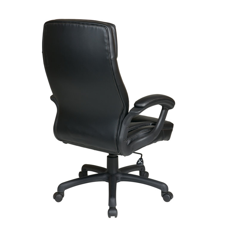 High-Back Black Eco Leather Executive Chair with Metal Base