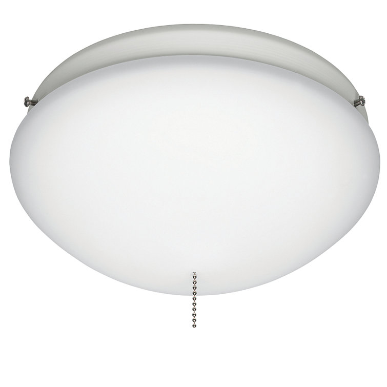 White Frosted Glass 2-Light Outdoor Ceiling Fan Kit