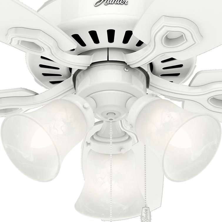 42" Snow White Low Profile Ceiling Fan with Light Kit