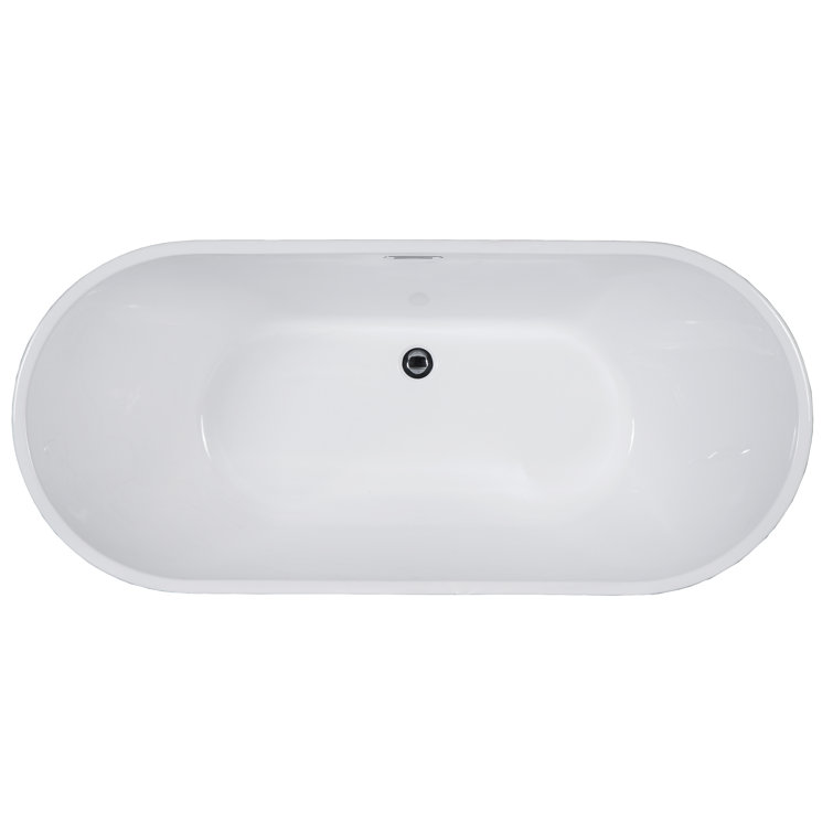 59'' White Acrylic Free Standing Soaking Bathtub