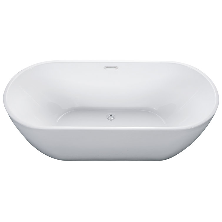 67'' White Freestanding Acrylic Soaking Bathtub