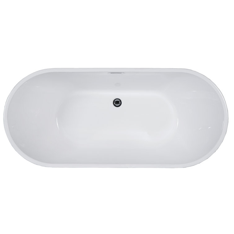 67'' White Freestanding Acrylic Soaking Bathtub