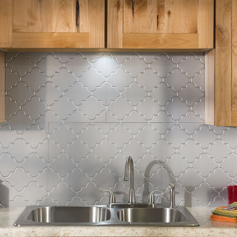 Argent Silver Vinyl Decorative Backsplash Tiles Kit