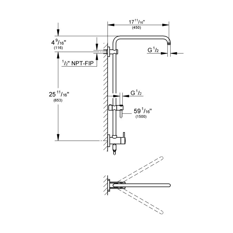 Brushed Nickel Adjustable Multi-Head Wall Mounted Shower System