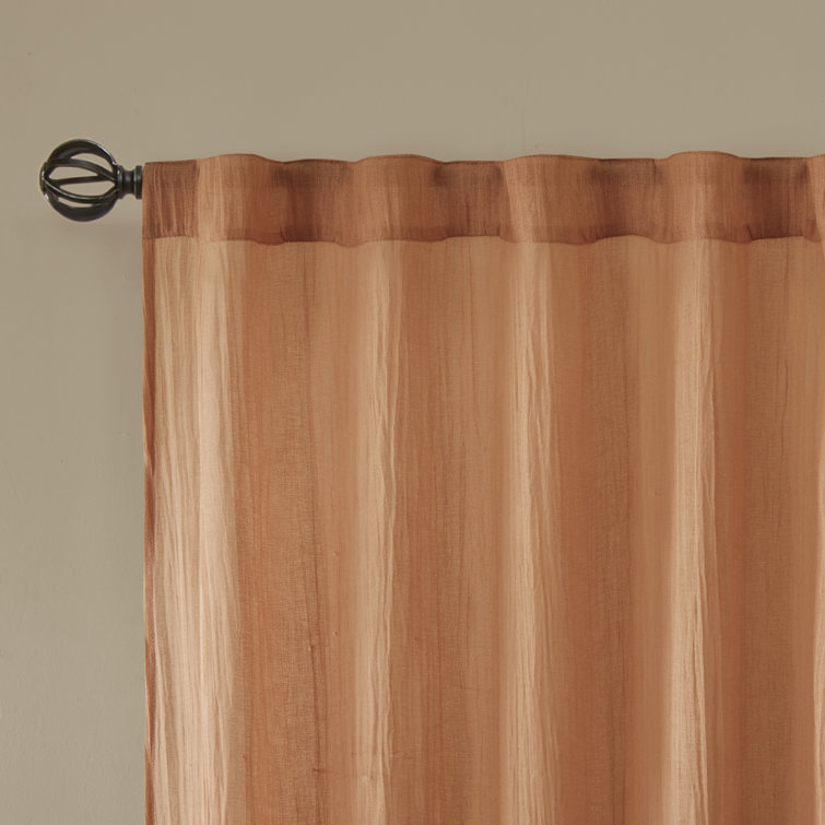 Taupe Sheer Polyester Ground Length Window Drapes