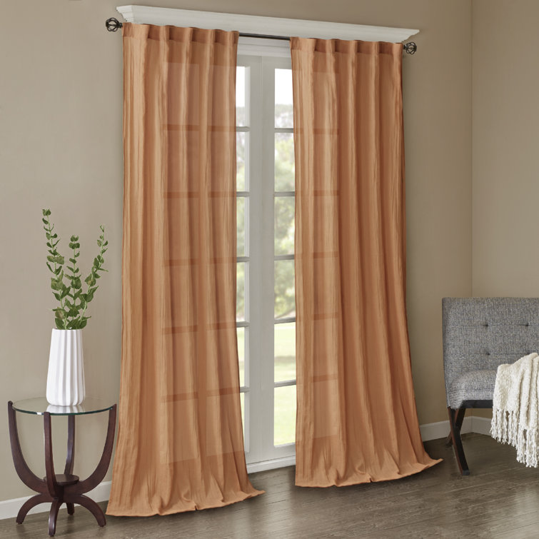 Taupe Sheer Polyester Ground Length Window Drapes
