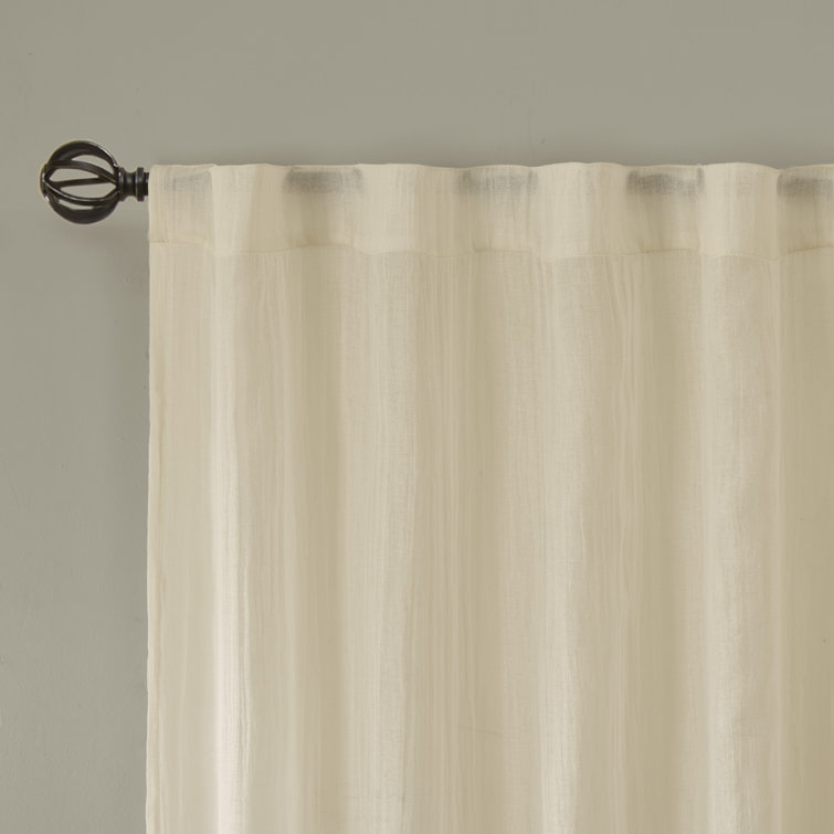 Cream Sheer Polyester Ground Length Window Drapes