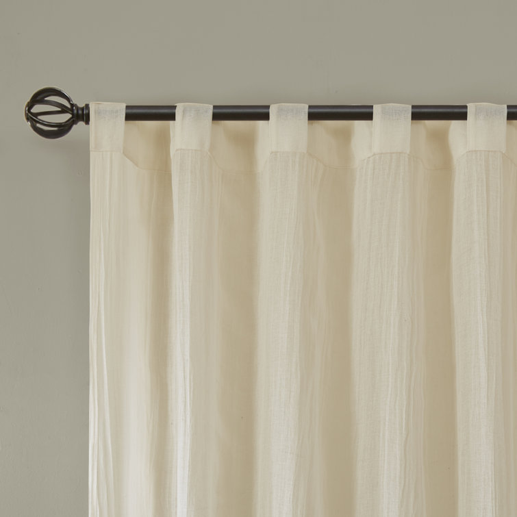 Cream Sheer Polyester Ground Length Window Drapes