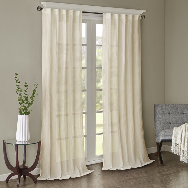 Cream Sheer Polyester Ground Length Window Drapes