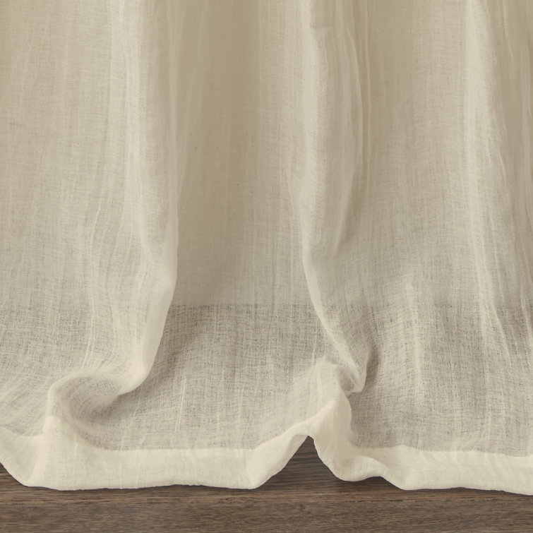 Cream Sheer Polyester Ground Length Window Drapes