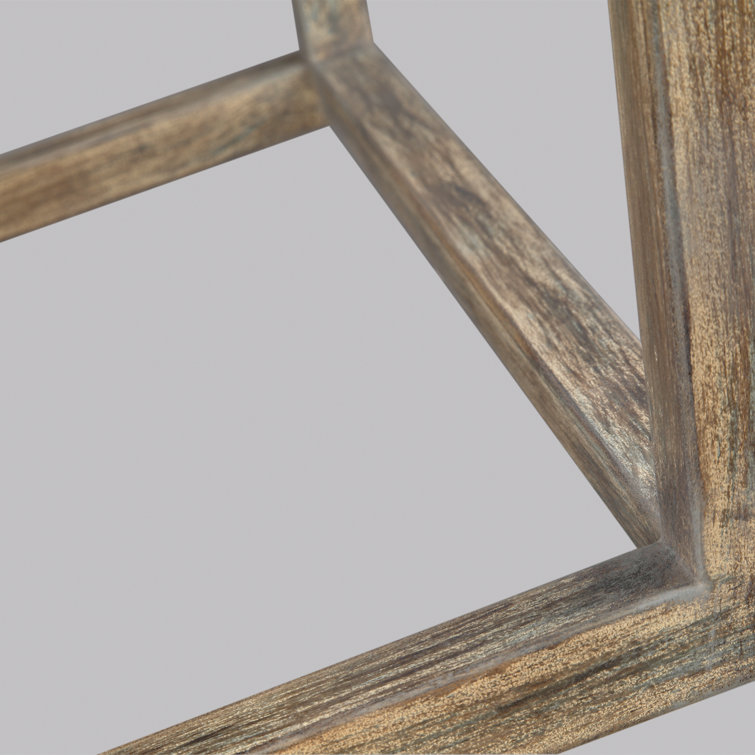 Weathered Oak and Antique Forged Iron Brass Cage 6-Light Chandelier