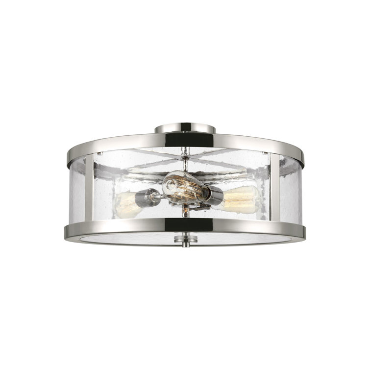 Harrow Polished Nickel 3-Light Semi Flush Mount with Seeded Glass