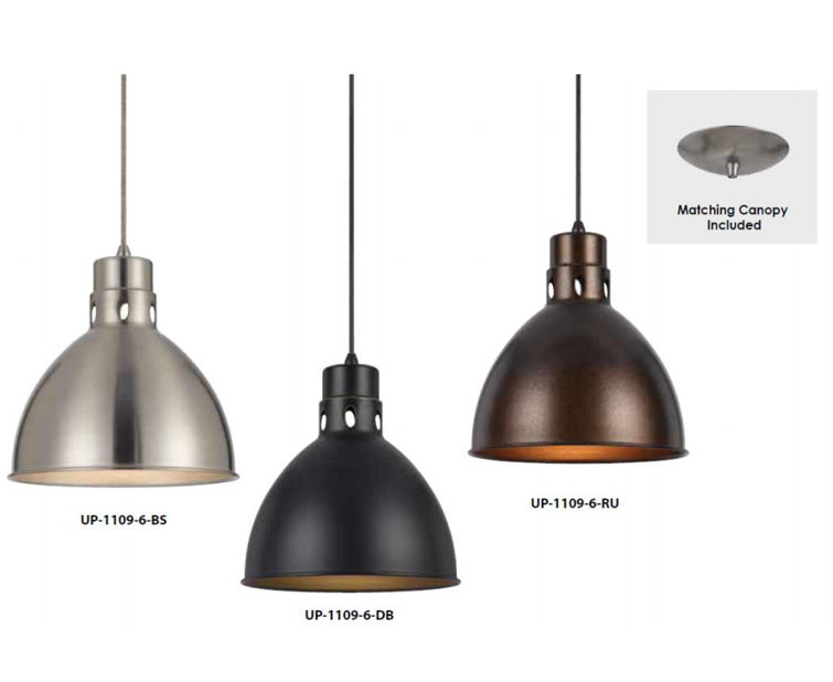 Bronze Dome Pendant Light with Metal Shade