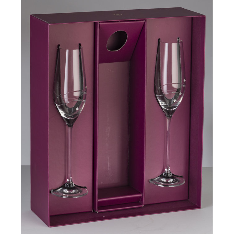 Sparkle 7oz. Handmade Crystal Flute Set with Swarovski Diamonds