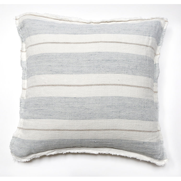 Ocean Breeze Striped Linen 20" x 20" Square Throw Pillow