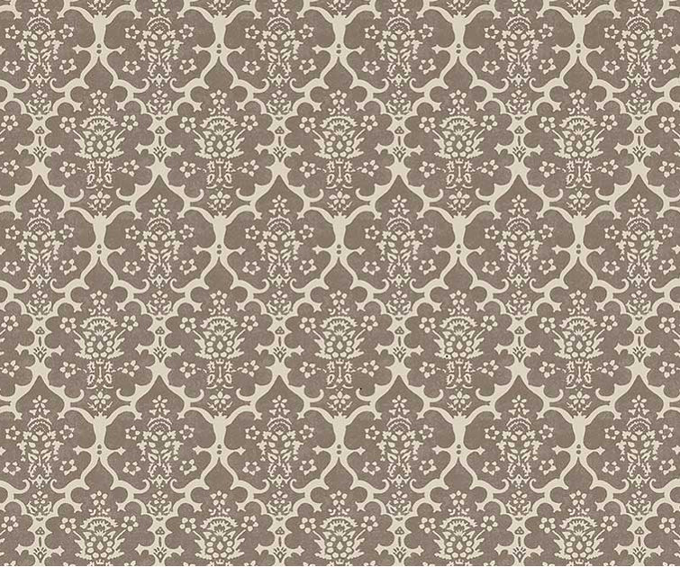 Berber Brown Damask Floral Lattice Wallpaper Roll