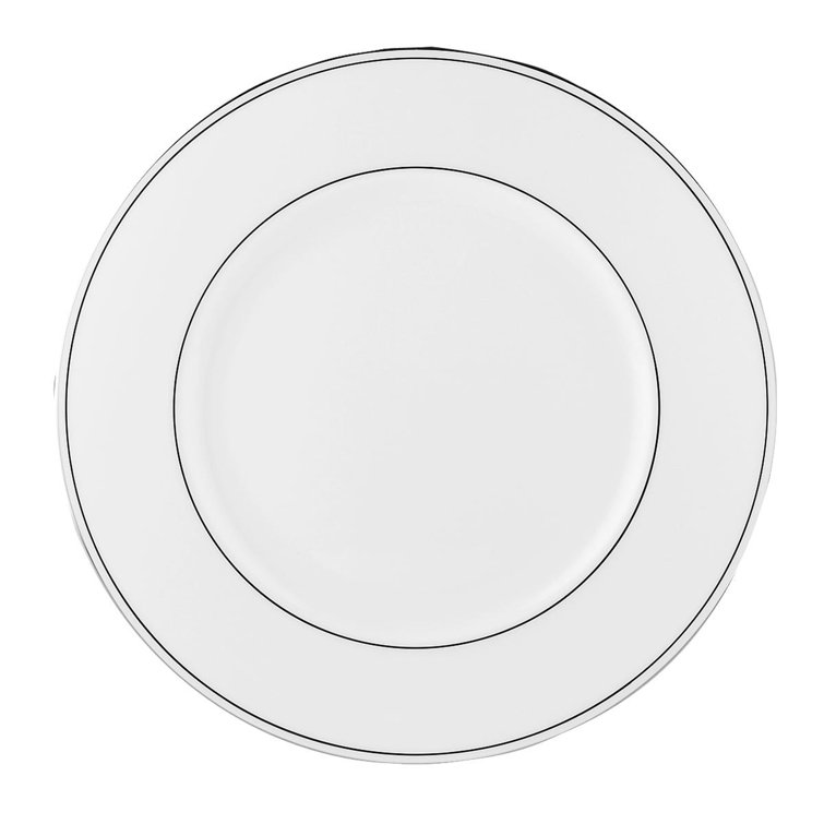 White Porcelain Dinner Plate with Platinum Accent