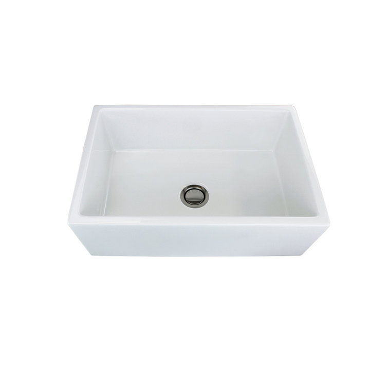 Logan 30'' White Fireclay Farmhouse Drop-in Kitchen Sink