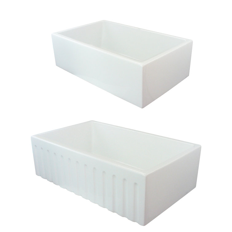Logan 30'' White Fireclay Farmhouse Drop-in Kitchen Sink