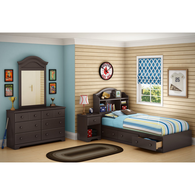 Summer Breeze Blue Twin Wood Platform Bed with Storage