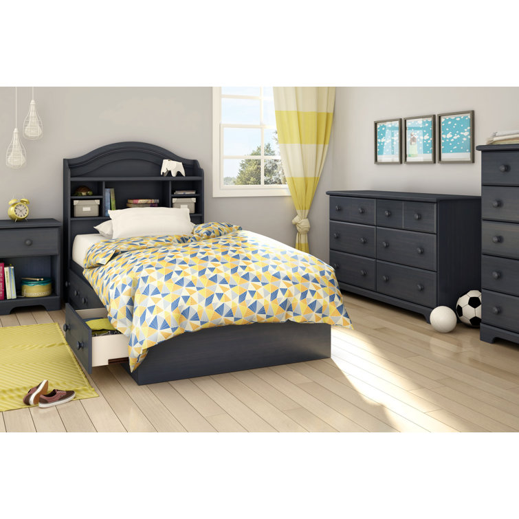 Summer Breeze Blue Twin Wood Platform Bed with Storage
