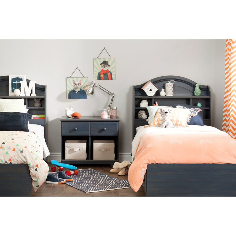 Summer Breeze Blue Twin Wood Platform Bed with Storage