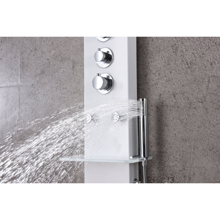 Donna 60'' White Aluminum Shower Panel with Adjustable Head