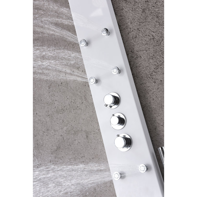 Donna 60'' White Aluminum Shower Panel with Adjustable Head
