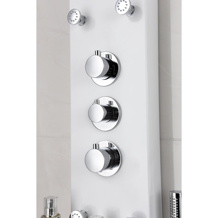 Donna 60'' White Aluminum Shower Panel with Adjustable Head