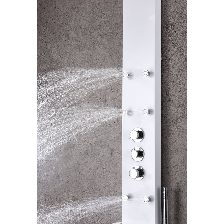 Donna 60'' White Aluminum Shower Panel with Adjustable Head