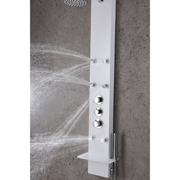 Donna 60'' White Aluminum Shower Panel with Adjustable Head