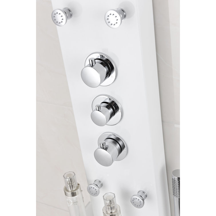 Donna 60'' White Aluminum Shower Panel with Adjustable Head