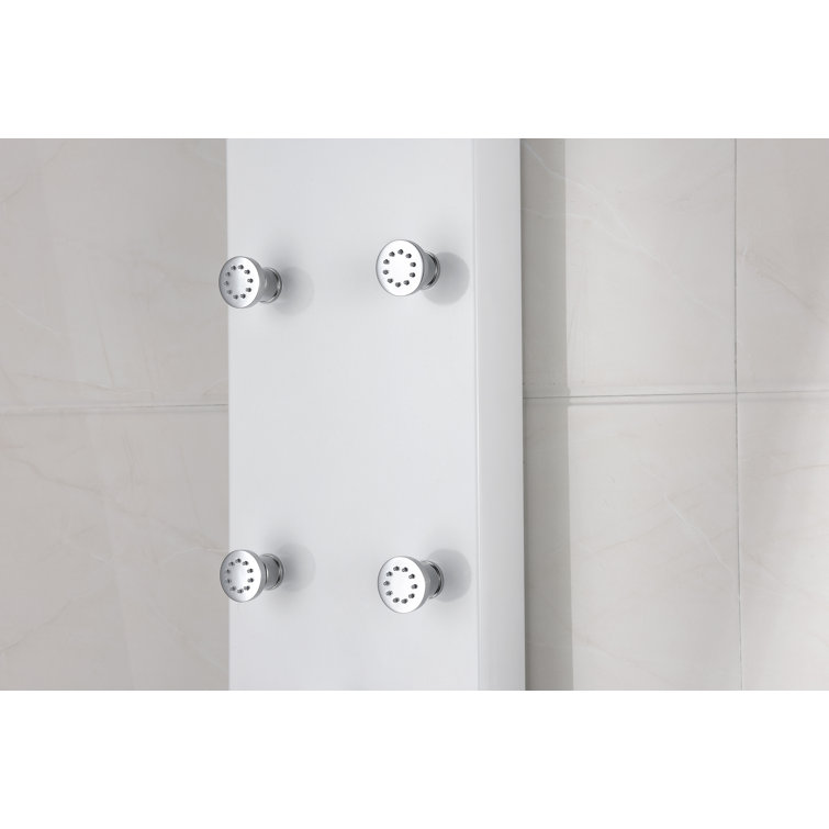 Donna 60'' White Aluminum Shower Panel with Adjustable Head