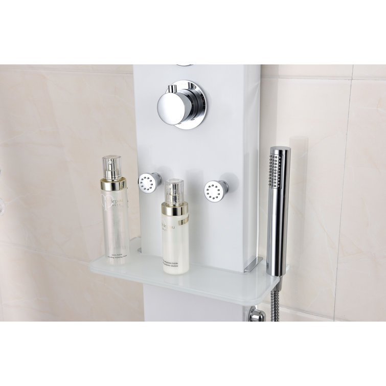 Donna 60'' White Aluminum Shower Panel with Adjustable Head