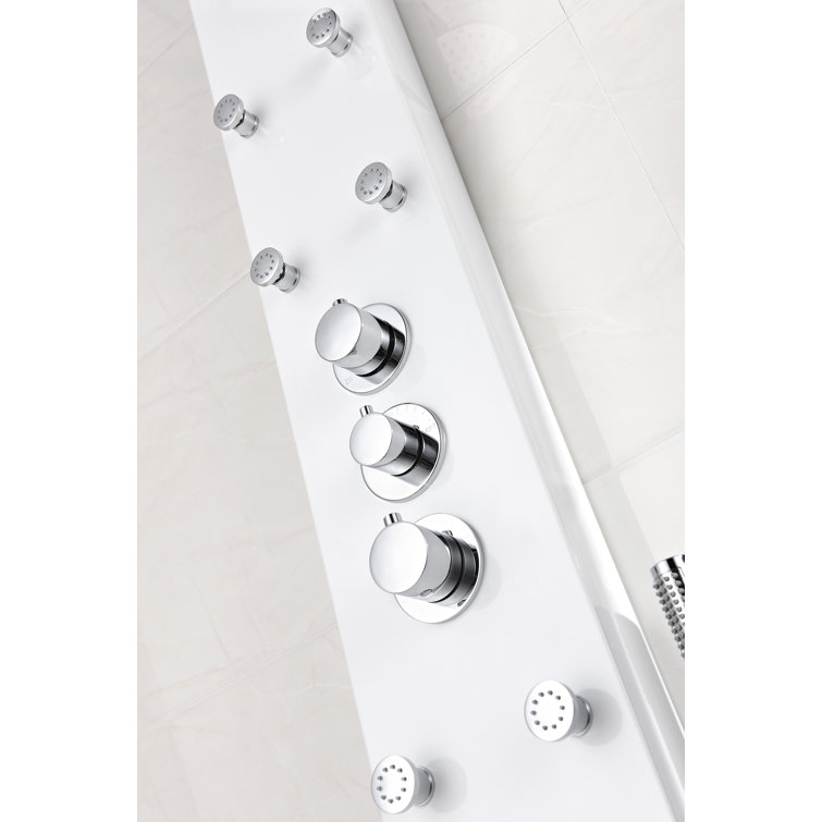 Donna 60'' White Aluminum Shower Panel with Adjustable Head