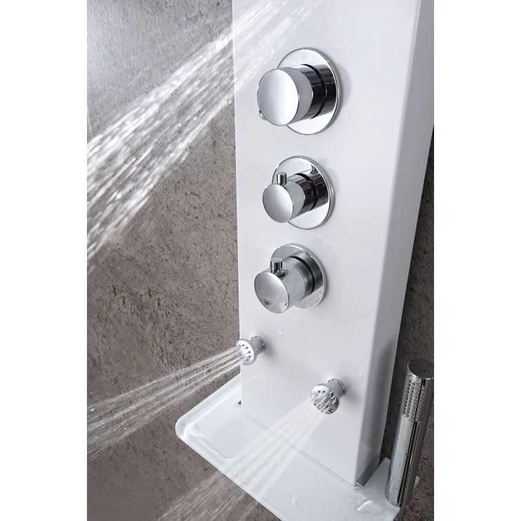 Donna 60'' White Aluminum Shower Panel with Adjustable Head