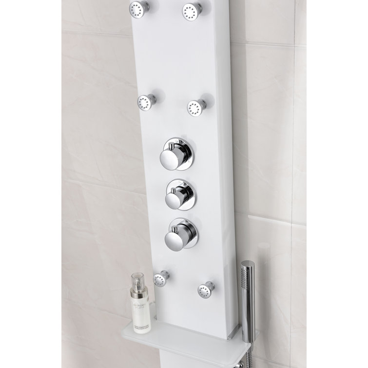 Donna 60'' White Aluminum Shower Panel with Adjustable Head