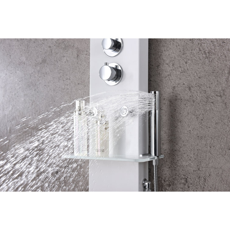 Donna 60'' White Aluminum Shower Panel with Adjustable Head