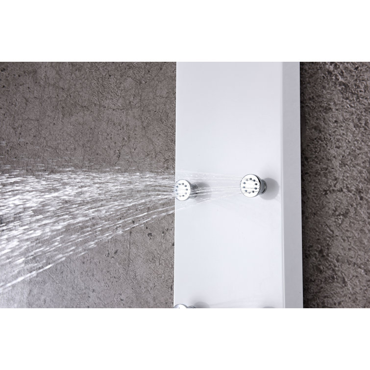 Donna 60'' White Aluminum Shower Panel with Adjustable Head