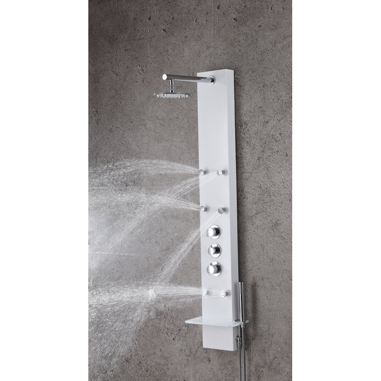Donna 60'' White Aluminum Shower Panel with Adjustable Head