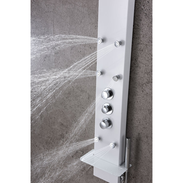Donna 60'' White Aluminum Shower Panel with Adjustable Head