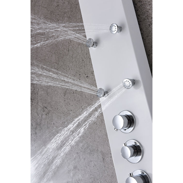 Donna 60'' White Aluminum Shower Panel with Adjustable Head