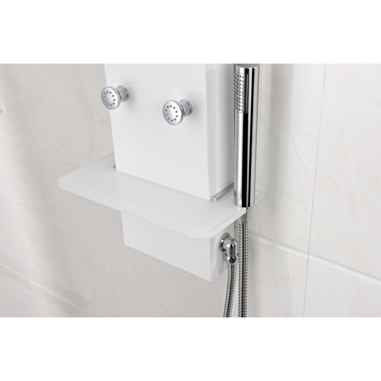 Donna 60'' White Aluminum Shower Panel with Adjustable Head