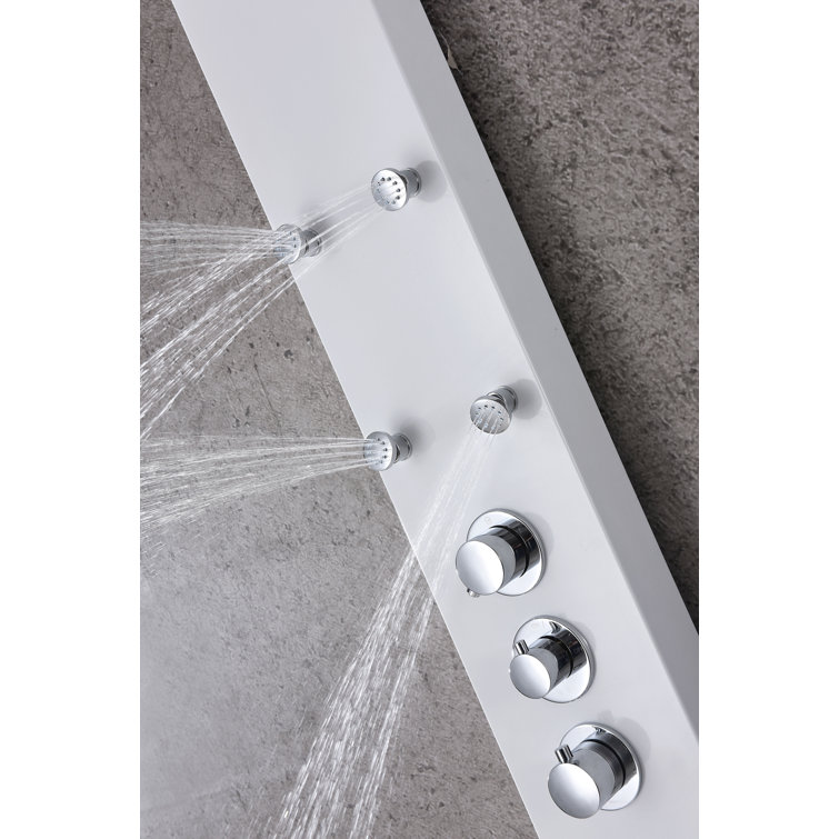 Donna 60'' White Aluminum Shower Panel with Adjustable Head