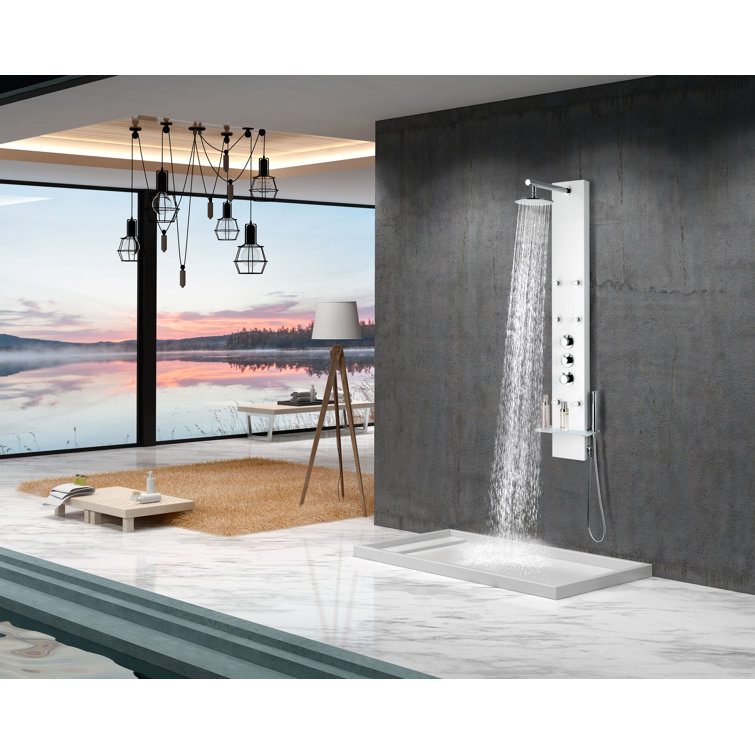 Donna 60'' White Aluminum Shower Panel with Adjustable Head