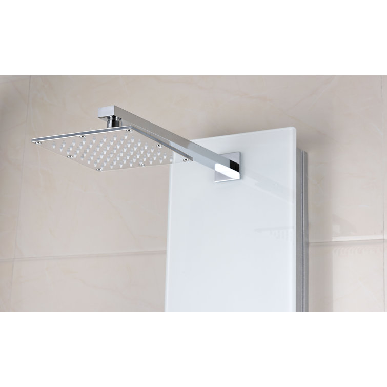Jaguar 60'' White Tempered Glass Shower Panel with Jets