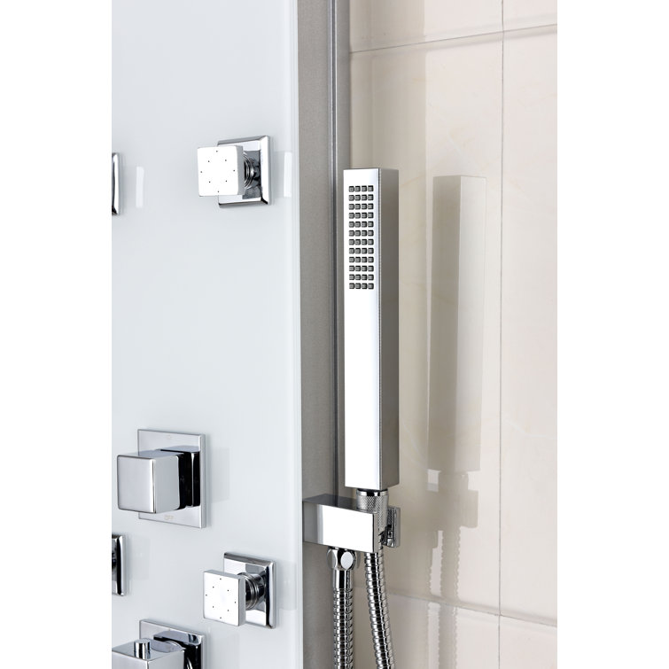 Jaguar 60'' White Tempered Glass Shower Panel with Jets