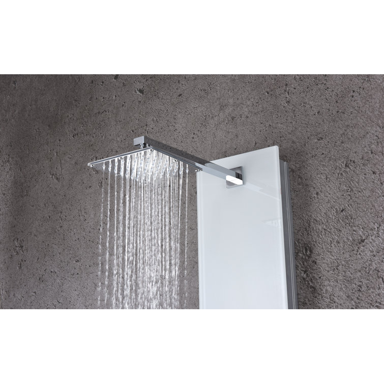 Jaguar 60'' White Tempered Glass Shower Panel with Jets